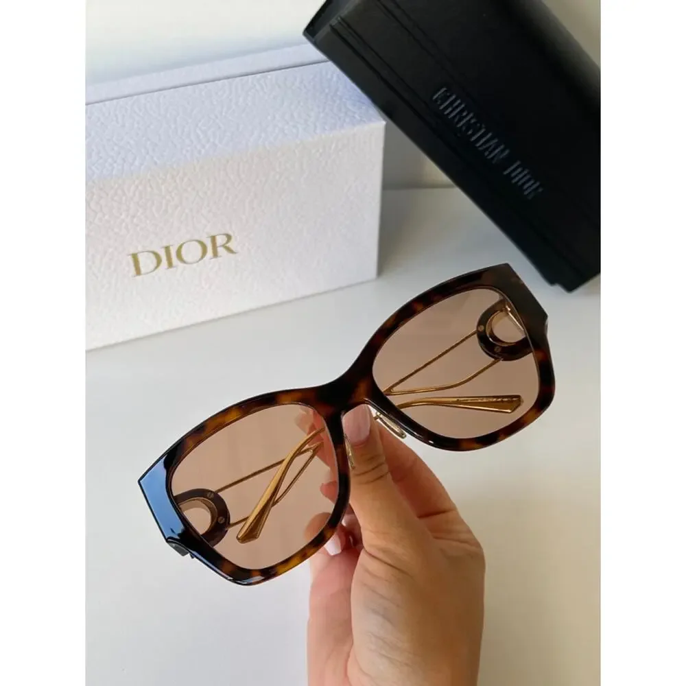 NEW Dior 30Montaigne B2U Brown Gold Cat Eye Sunglasses - Picture 3 of 9